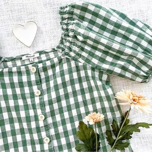 Madewell gingham blouse.